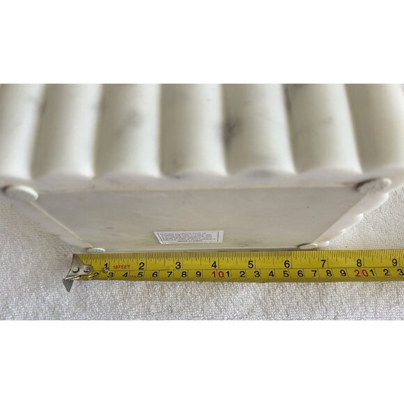 Vintage Marble Alabaster Fluted Vanity Jewelry Trinket Box 7 x 5 x 3 Gold Handle - Picture 9 of 9